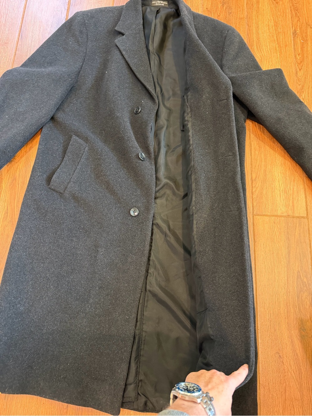 NWT Vintage Ralph Lauren CHAPS Men's Black Wool/cashmere Trench Coat / men’s 44R - Picture 2 of 7